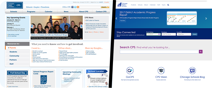 Website front page of Chicago Public Schools
